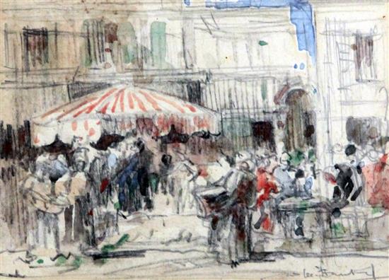 William Lee Hankey (1869-1952) Market scene, 3.75 x 5in.